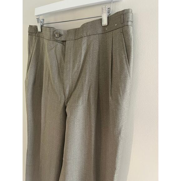 Hickey Freeman Dress Pants Pleated Not Hemmed Light Brown Taupe Size 36 JJ - Picture 4 of 13